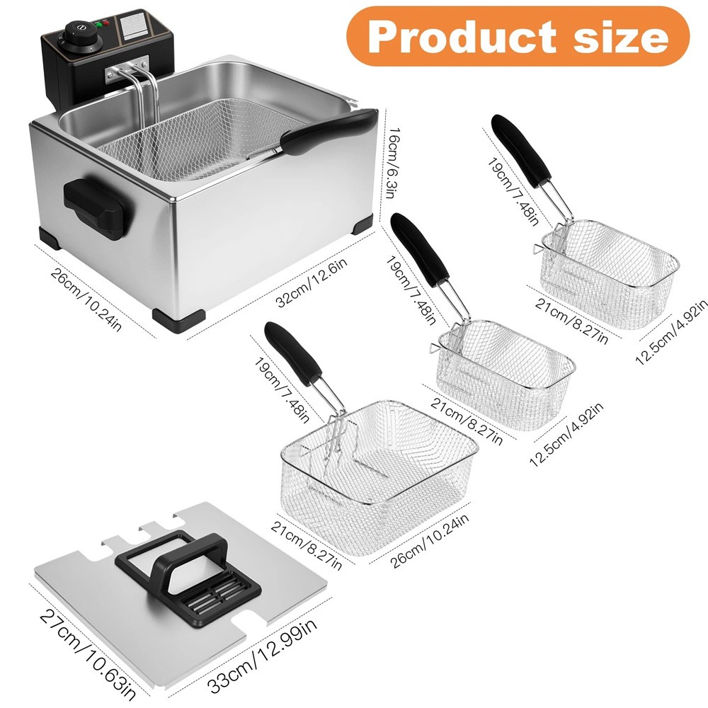 5L Commercial Electric Deep Fryer 2800W Restaurant Stainless Steel