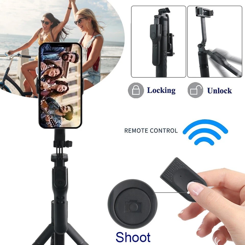 68" Professional Remote Selfie Stick With Cell Phone Holder Camera Tripod Stand