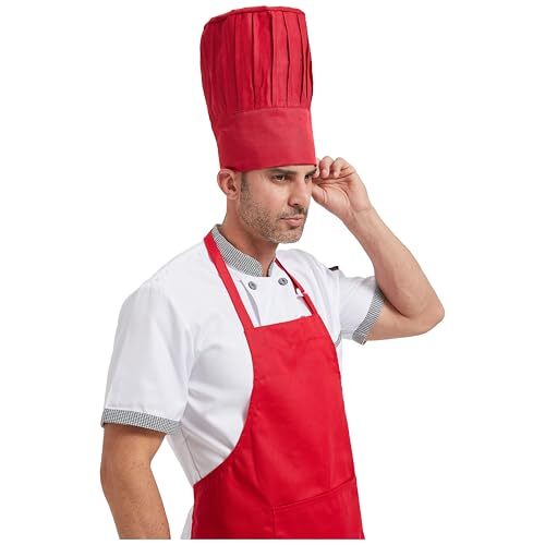 Chef Tall Hat Adjustable Elastic Kitchen Grill BBQ Cooking Chef Cap for Red