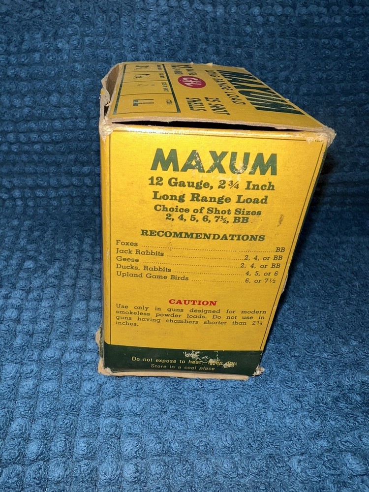 Vintage C I L Maxum Long Range Load 12ga EMPTY Shotgun Shell Box