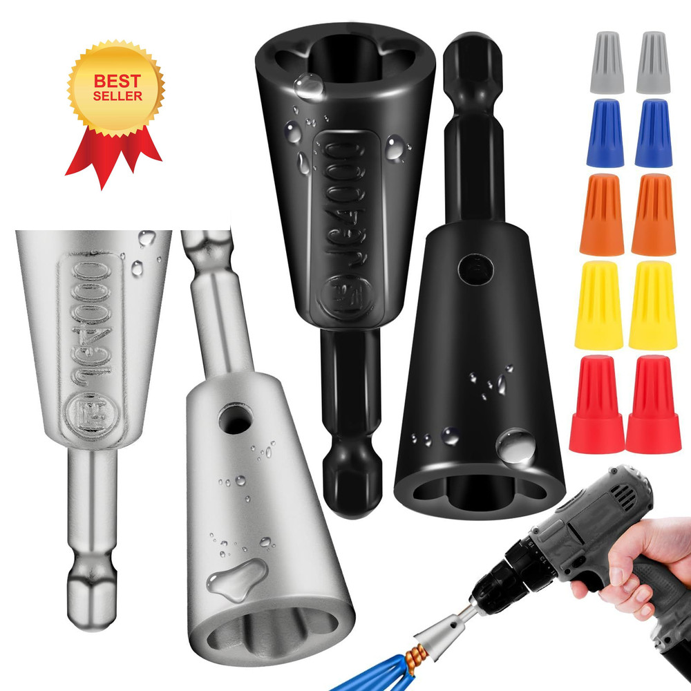 4 Pcs Multifunctional Wire Twister Tool for Drill, Standard, White、black