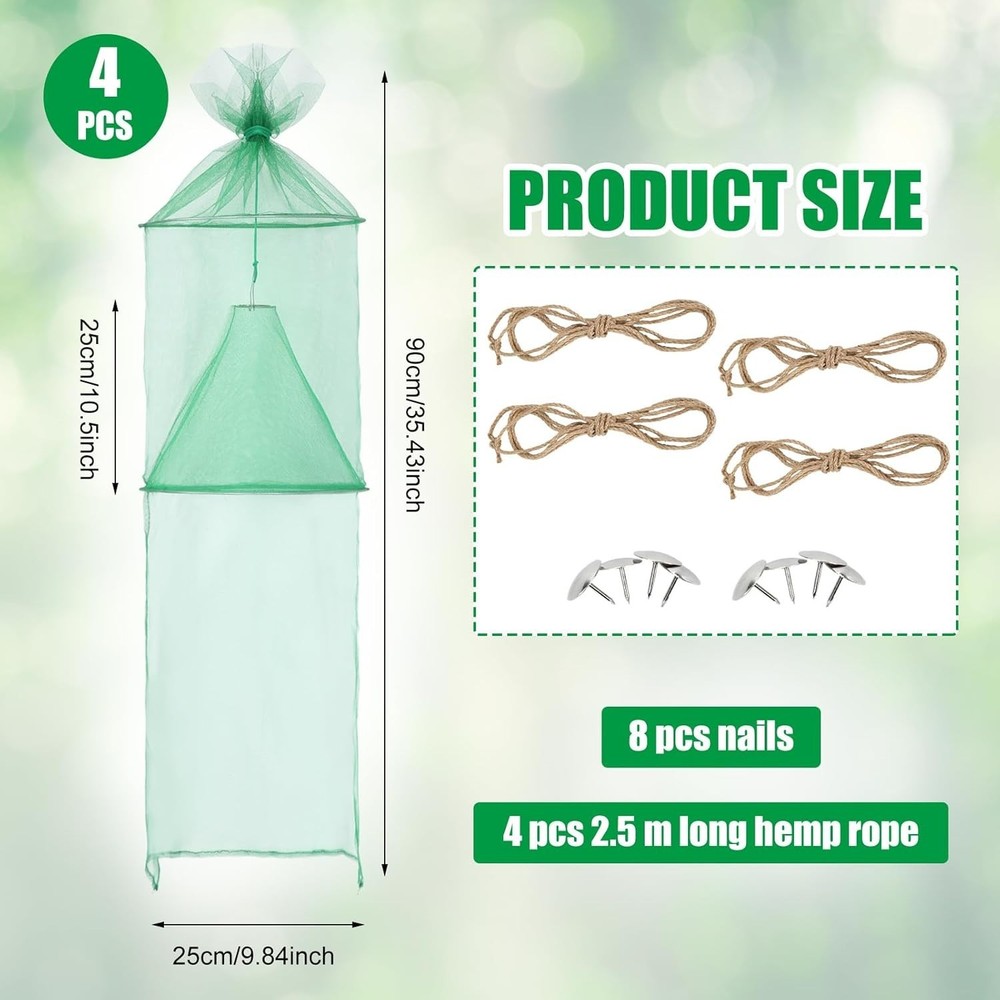 4 Pack Spotted Lanternfly Traps Lantern Fly Killer Mesh Tree Trap with Jute R...