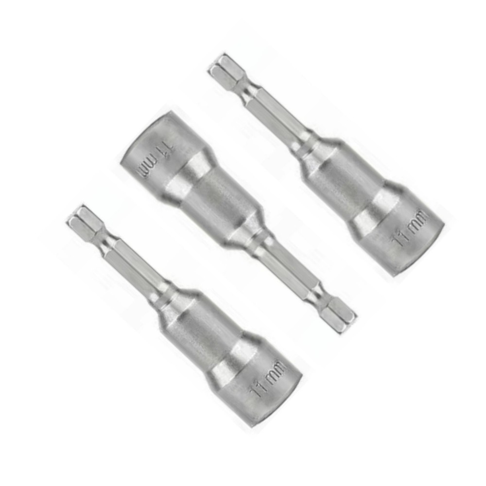 3pcs 1/4 Shank Strong Magnetic 11mm Hex Socket Driver Screw Adapter Tool Bits C