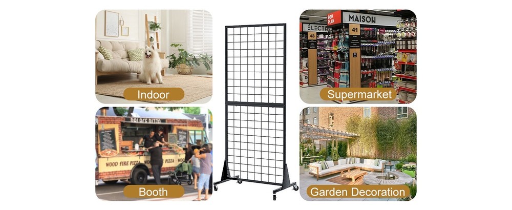 Display Grid Rack 3 Pcs 5.5 ft Panel Detachable Stand Craft Art Gridwall Tower