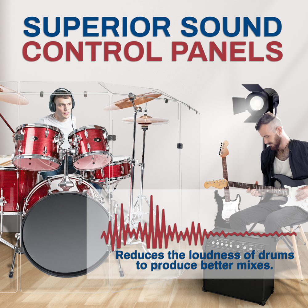 Drum Shield / 6 Panel Drum Shield with Deflectors 5ft Tall