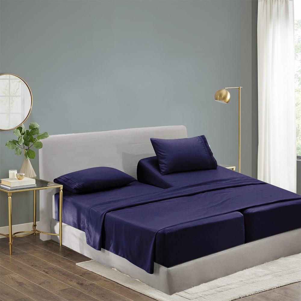 Split King Size Cool Bamboo Bedsheet Deep Pocket Bamboo Bed Sheet Sets 5 Pieces