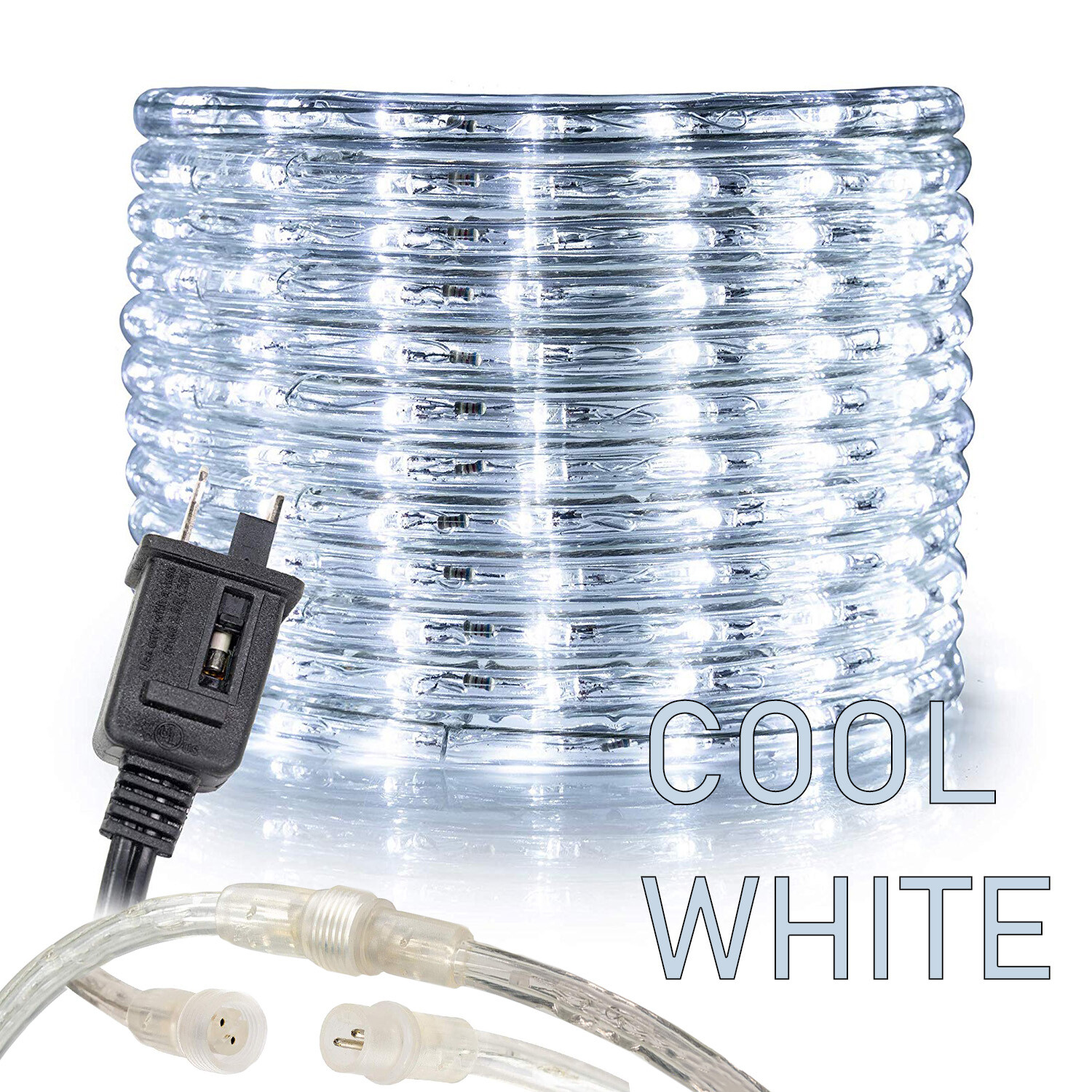 Cool White Thick LED Rope Light Accent Indoor Outdoor 10/20/25/50/100/150FT/300F