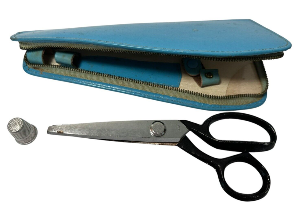 Vintage Griffon Sewing Scissors Scissors and Thimble Leather Case