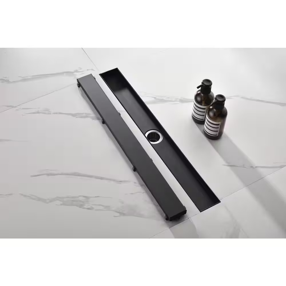 Linear Shower Drain with Removable Quadrato Pattern Grate, 304 Stainless, Includ