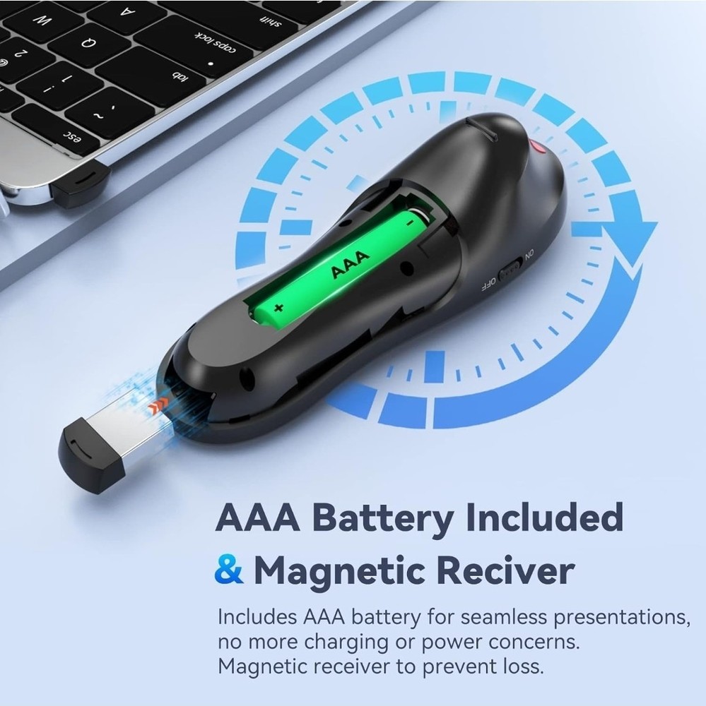 Wireless Presenter Remote USB PowerPoint Clicker with Red Laser Pointer