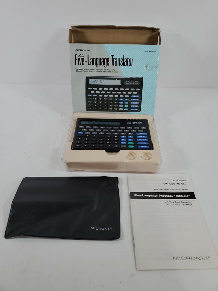 Micronta LCD Five Language Translator In Box Vintage 90s EUC 63-683A