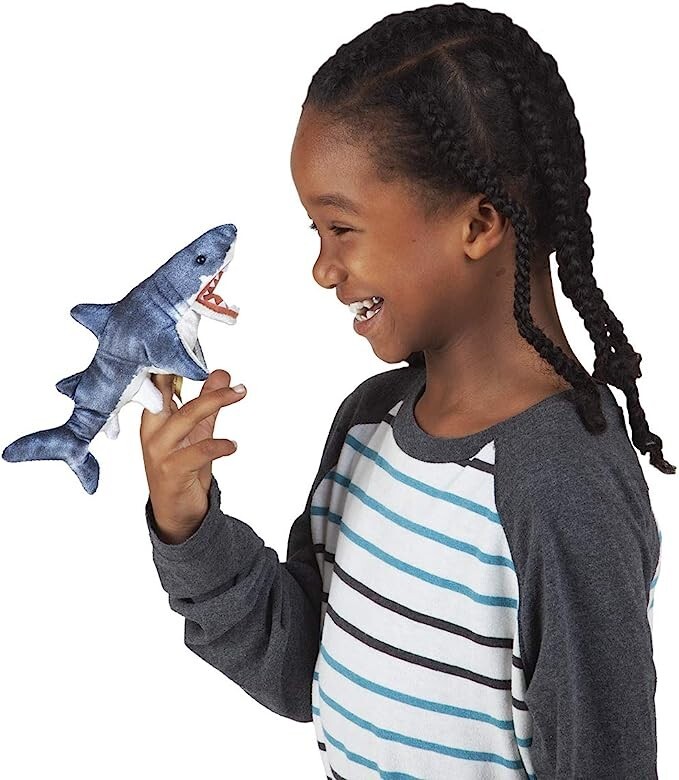 Mini Shark Finger Puppet, Gray, One Size