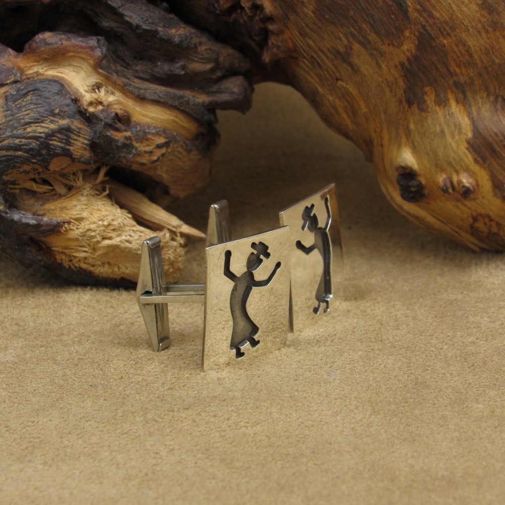 Sterling Silver Rectangle Southwest Cuff Links