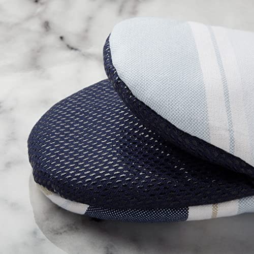 Thin Stripe Mini Oven Mitt 2-Pack Set, Blue, 5.5"X8"