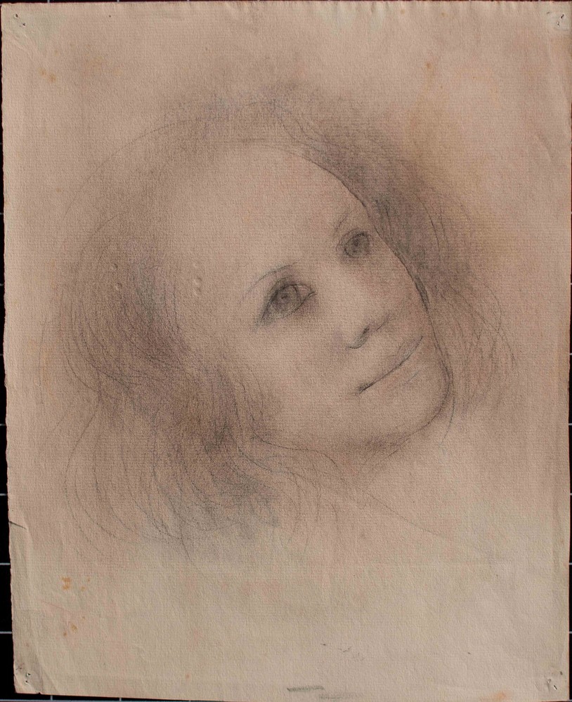 Willi Schmid woman's head head study Munich Secession unique drawing