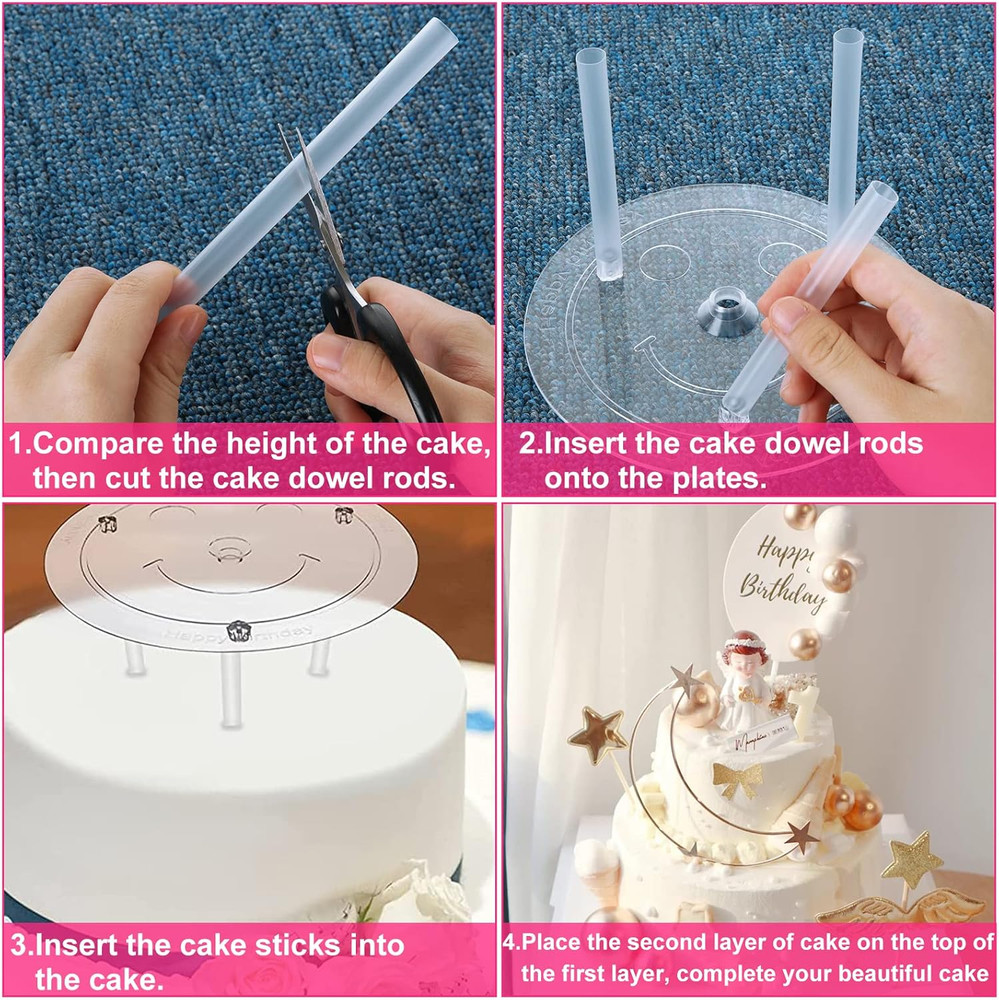 80Pcs Cake Tier Stacking Kit 10Pcs Clear Cake Separator Plates