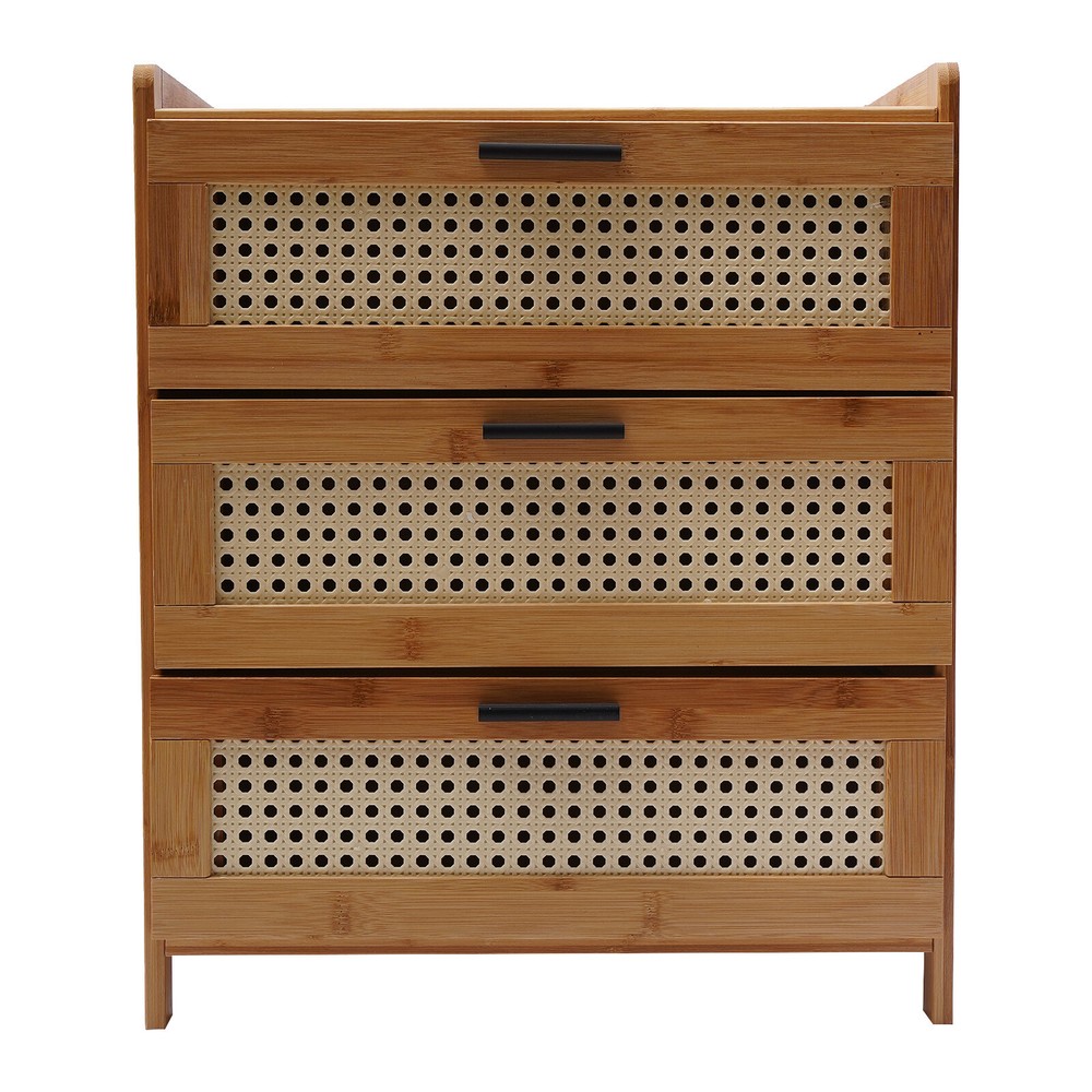 Bedroom Bedside Table Nightstand End Side Bamboo Organizer 3-Drawer Storage