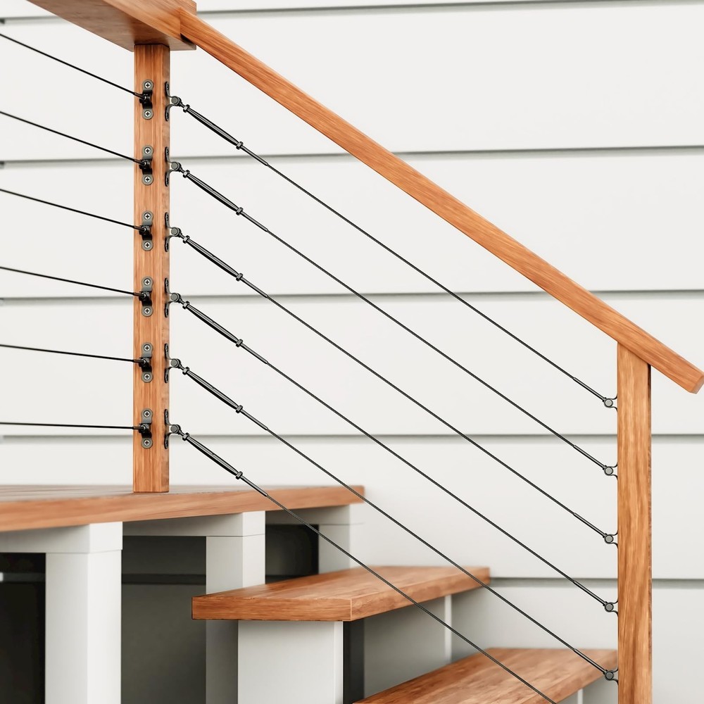 10-Pack Cable Railing Kit T316 Stainless Steel Adjustable Angle Cable Railing...