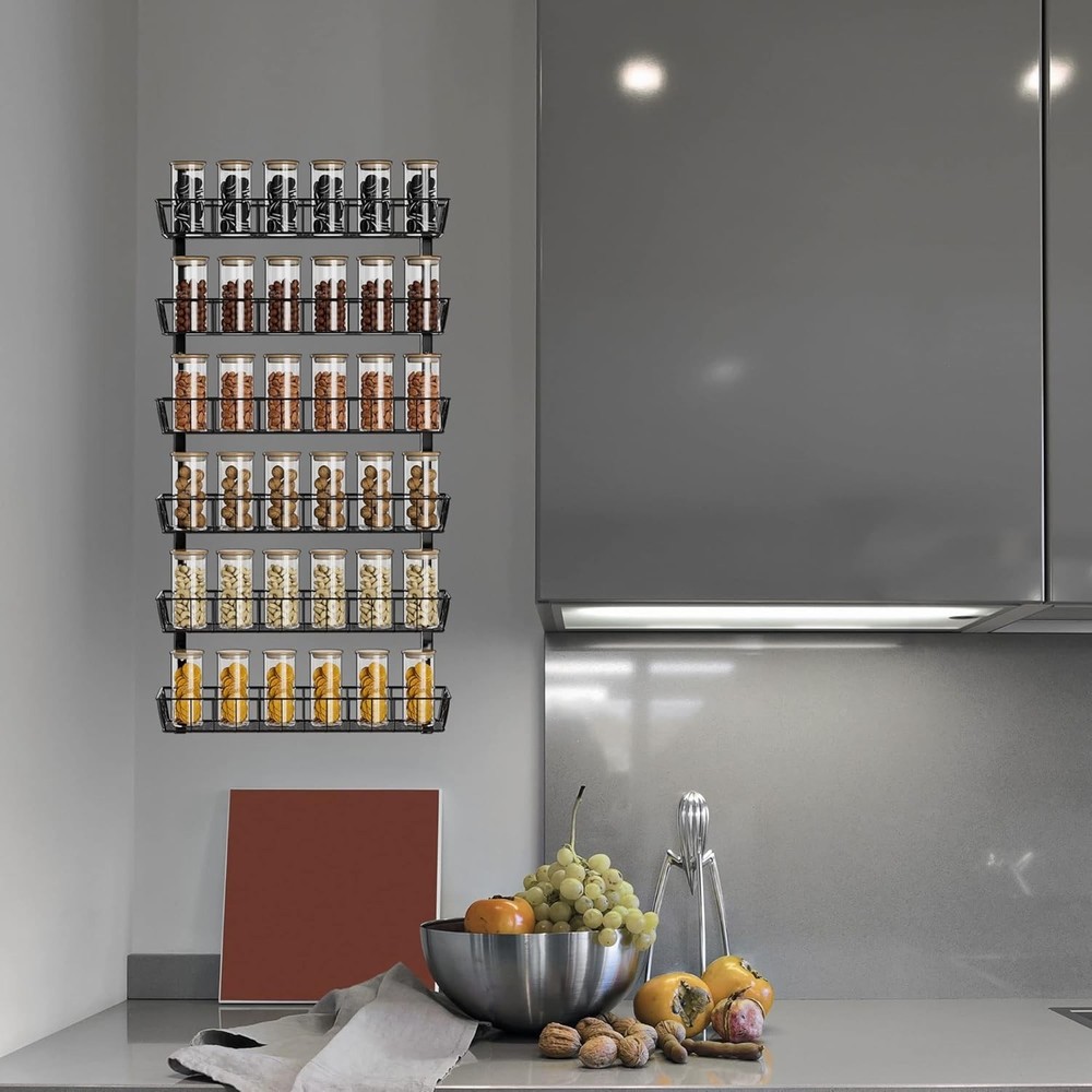 Adjustable Wall Mount Spice Rack Organizer, 12-Tier Dual-Use (Multi-Use) Hanging