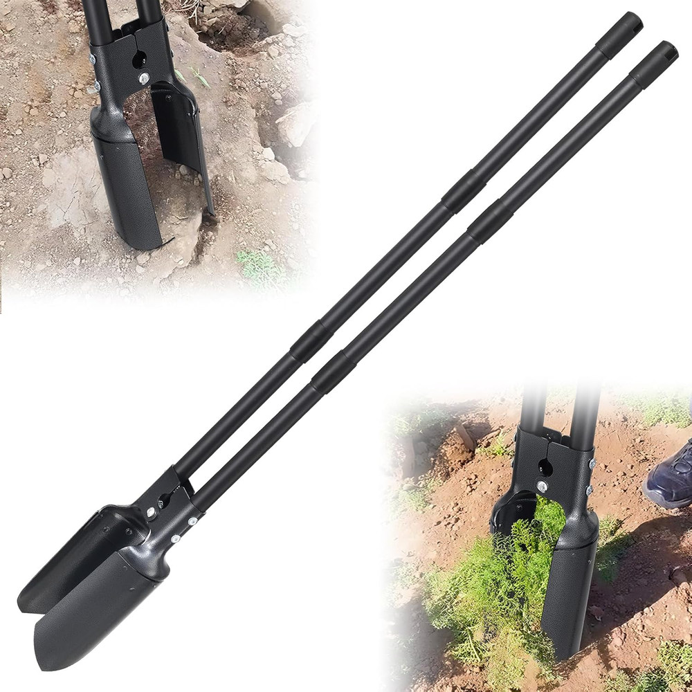 Post Hole Digger Tool, Heavy Duty Post Hole Digger with 55 Inch Handle, Dual Sha