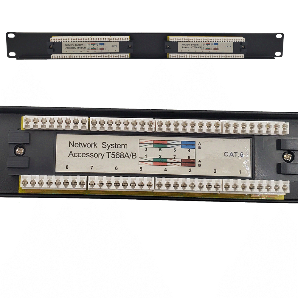 16 port 24 port Cat6 Patch Panel Mountable Network Ethernet with CableOrganizer