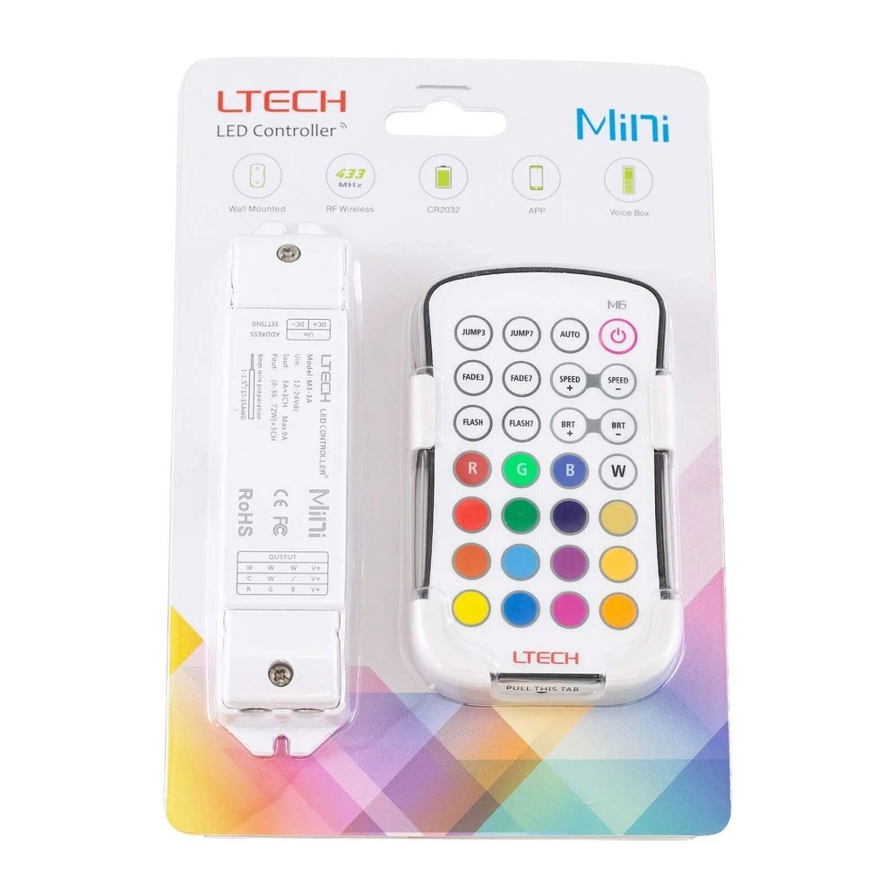 LTech M6+M3-3A LED RF 3 Channel RGB Wireless Remote Controller Set Button Preset