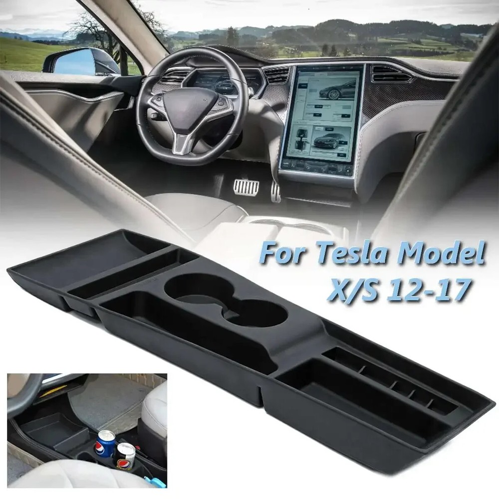 Cup Holder Center Console Storage Organizer Tray For Tesla Model X / S 2012-17