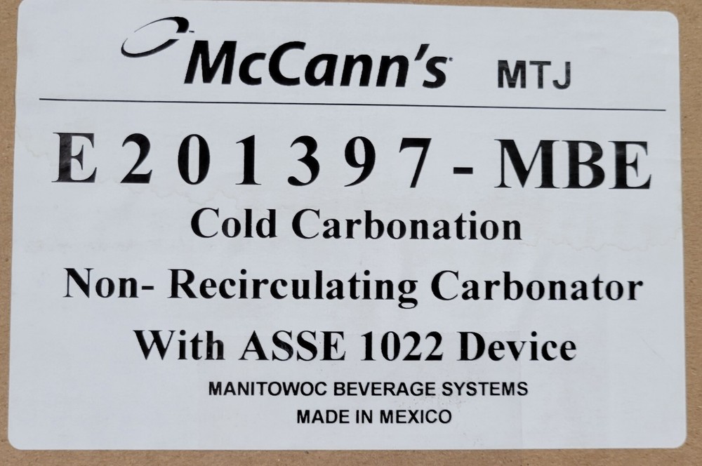 New McCann's Multiplex Carbonator Cold Non-Recirculating E201397-MBE