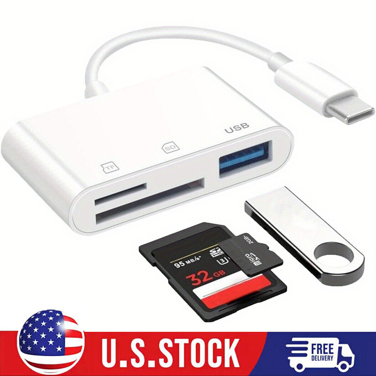 3 in 1 Type C USB OTG Adapter SD/TF Card Reader For Samsung Android Phone iPad