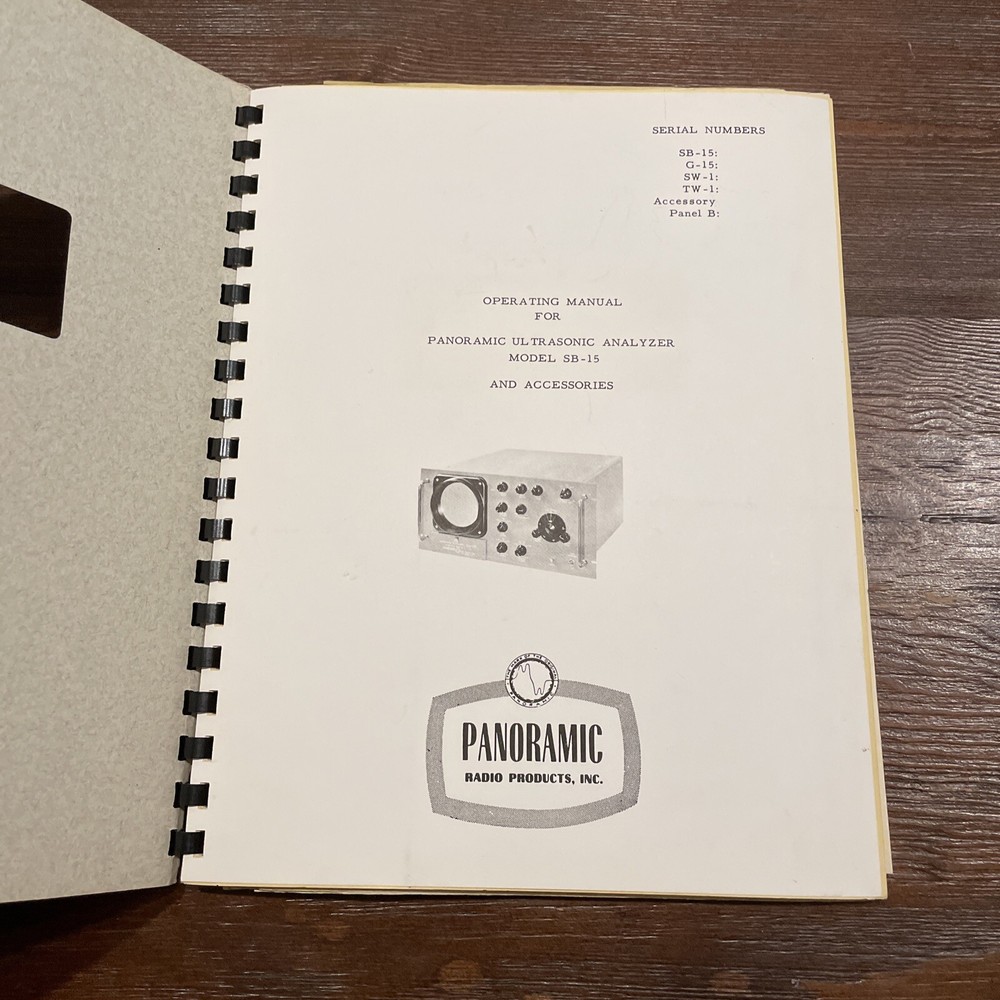 Panoramic Model SB-15 Ultrasonic Analyzer & Accessories Operating Manual