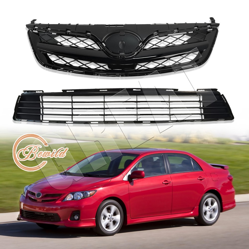 For 2011 2012 2013 Toyota Corolla Front Upper & Lower Bumper Grille Assembly Set