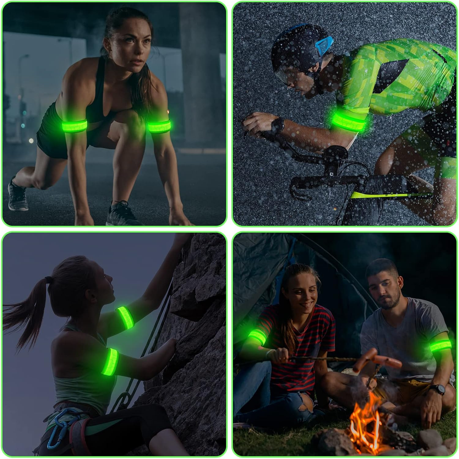 2Pack Rechargeable LED Armband High Visibility Running Lights for Night Safety