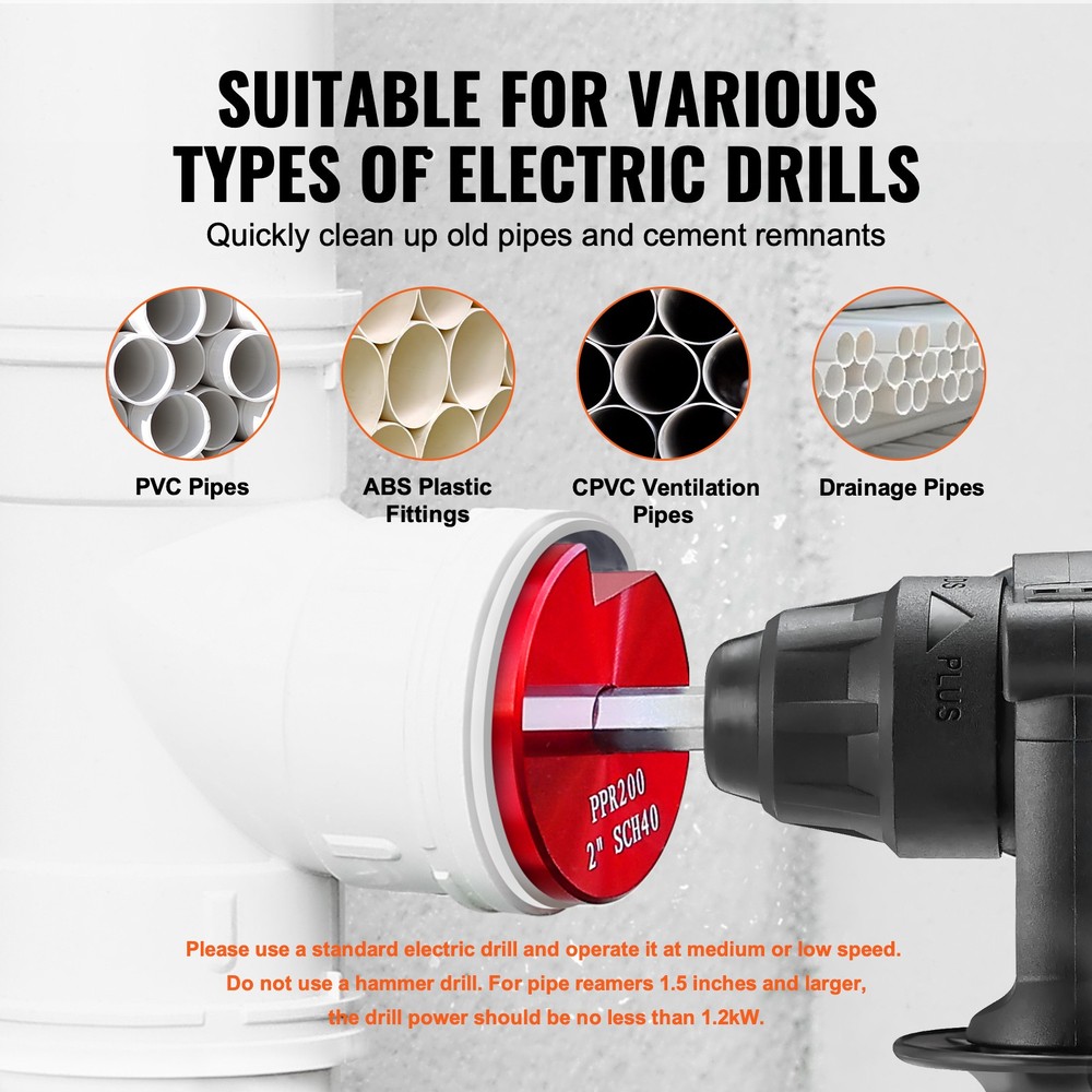 VEVOR 4Pcs PVC Pipe Reamer Kit, Plastic Pipe Fitting Socket Saver Tool Kit