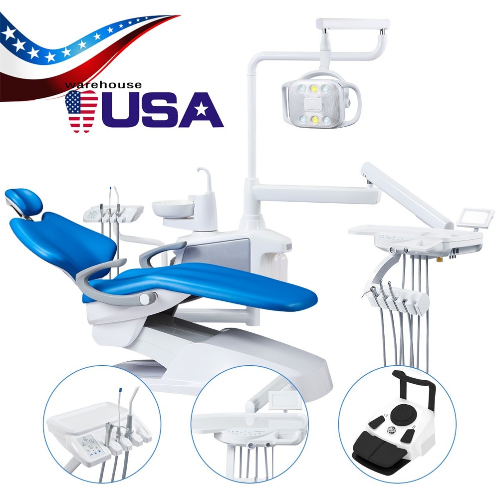 FDA Dental Chair Unit Computer Controlled DC Motor Hard Leather+Stool Kit/Sensor