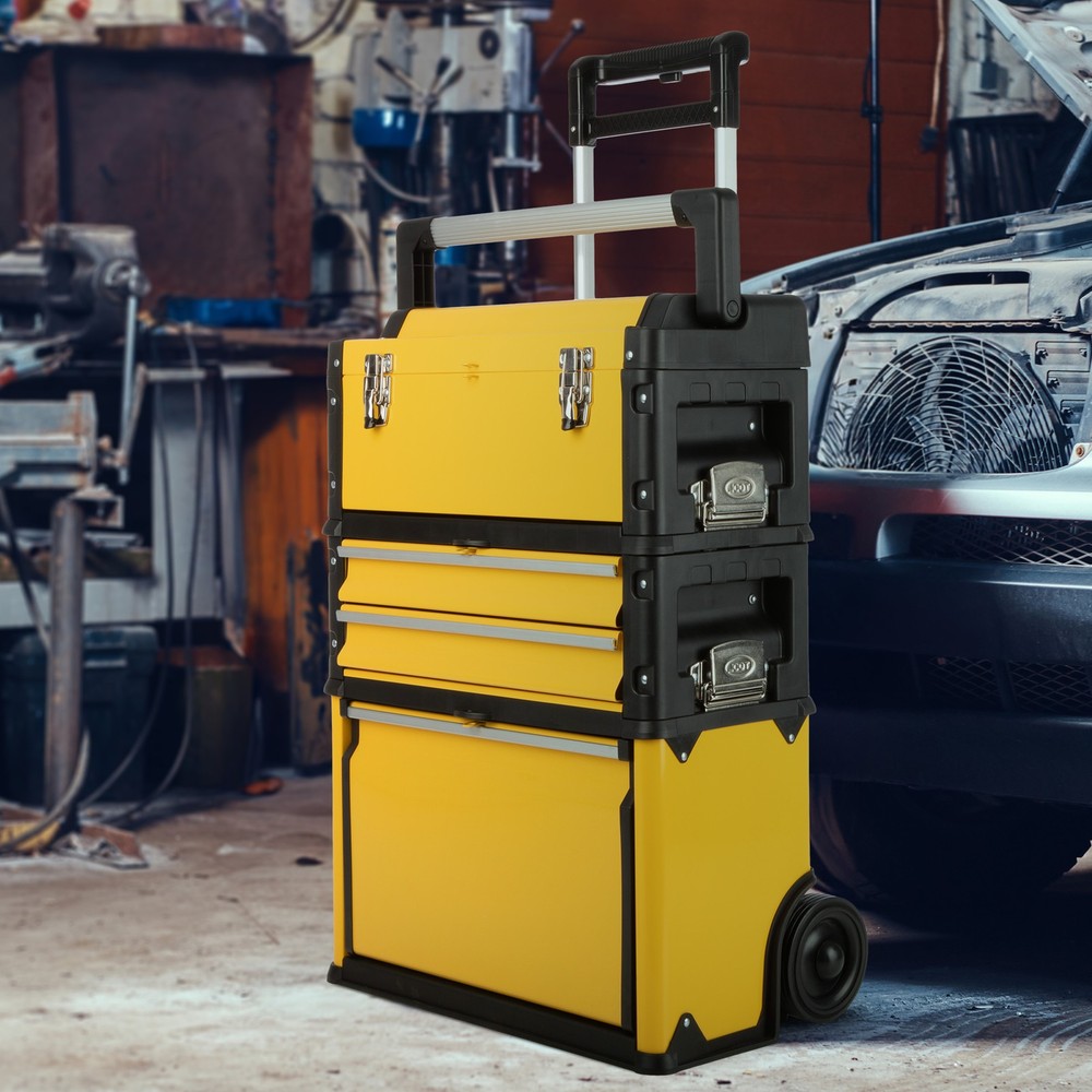 Rolling Tool Box with Wheels Stackable Organizer Portable Toolbox Tool Chest