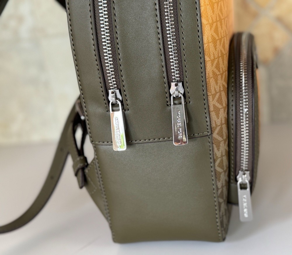 Michael Kors Jaycee Medium Zip Pocket Backpack MK Ombre Olive Multi