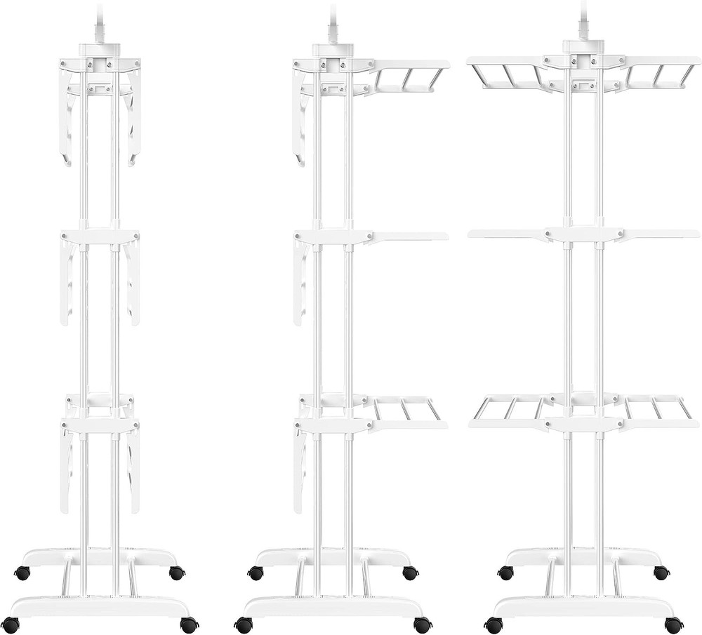 Oversized 4-Tier Foldable Clothes Drying Rack - Stainless Steel - White