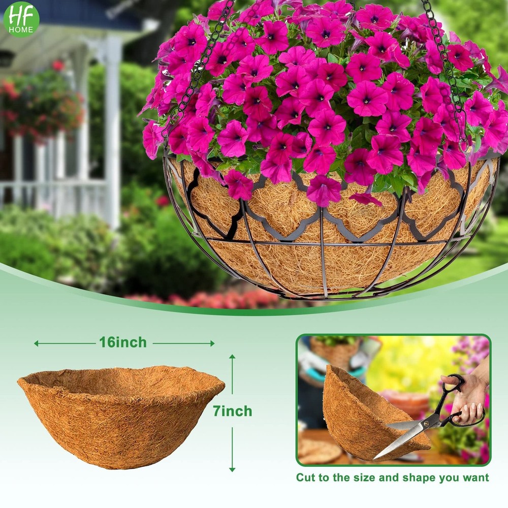 4PCS 16" Round Coco Liner Coco Fiber Replacement Liner