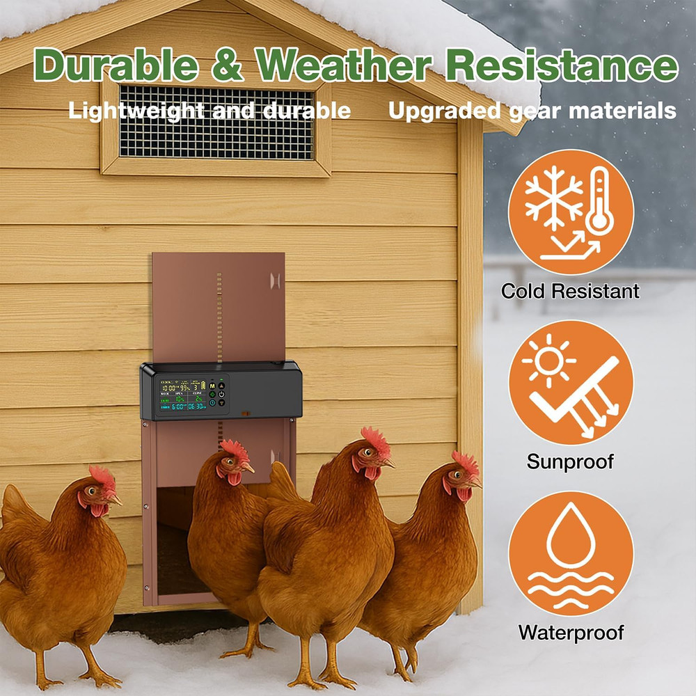 Automatic Chicken Coop Door Solar Powered with Timer&Light Sensor Remote Control