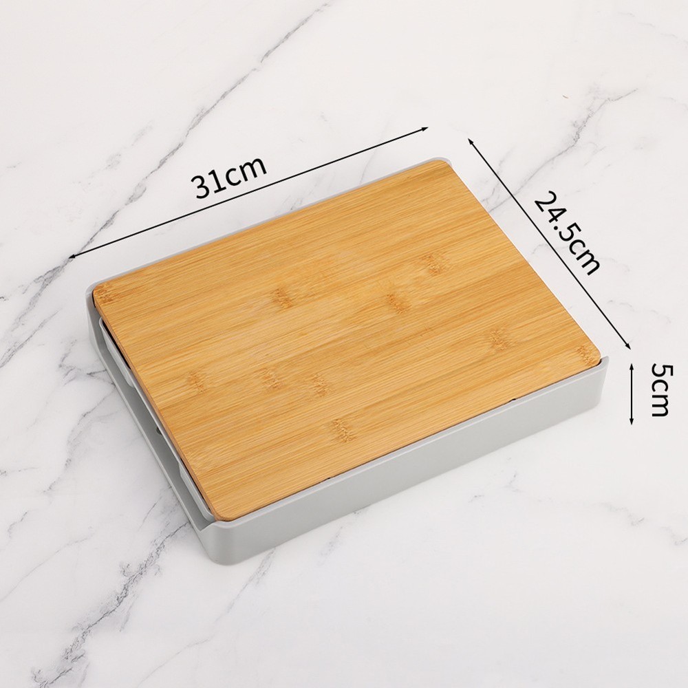 Kitchen Accessory 2-in-1 Cutting Board Removable Tray Natural Material