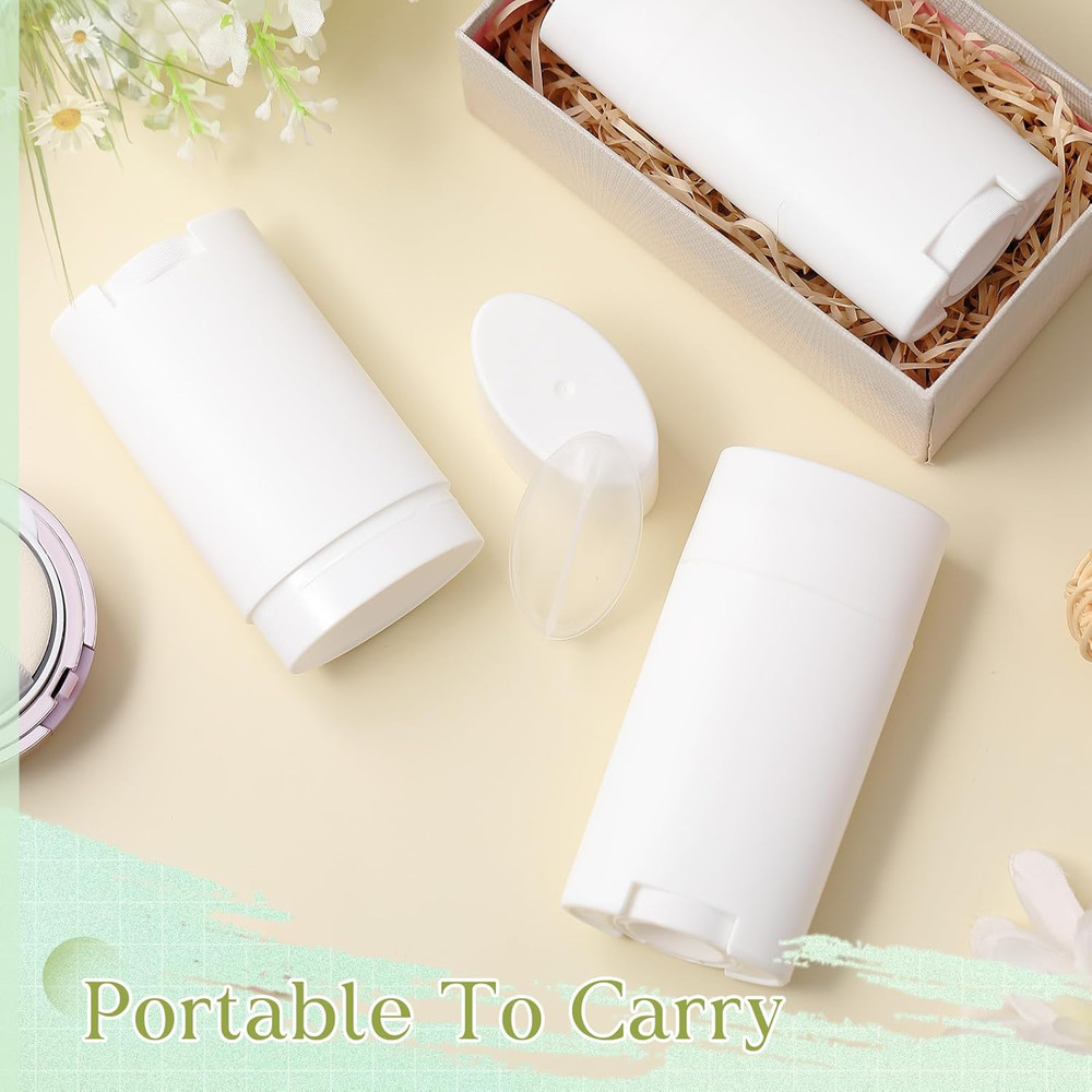 30 Pack Empty Deodorant Containers, Bottom Filling, Plastic Oval Refillable Deod