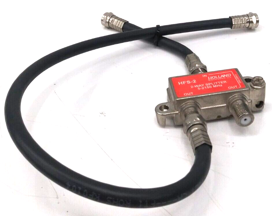HOLLAND ELECTRONICS 2-WAY SPLITTER HFS-2 W/ COAX CABLES