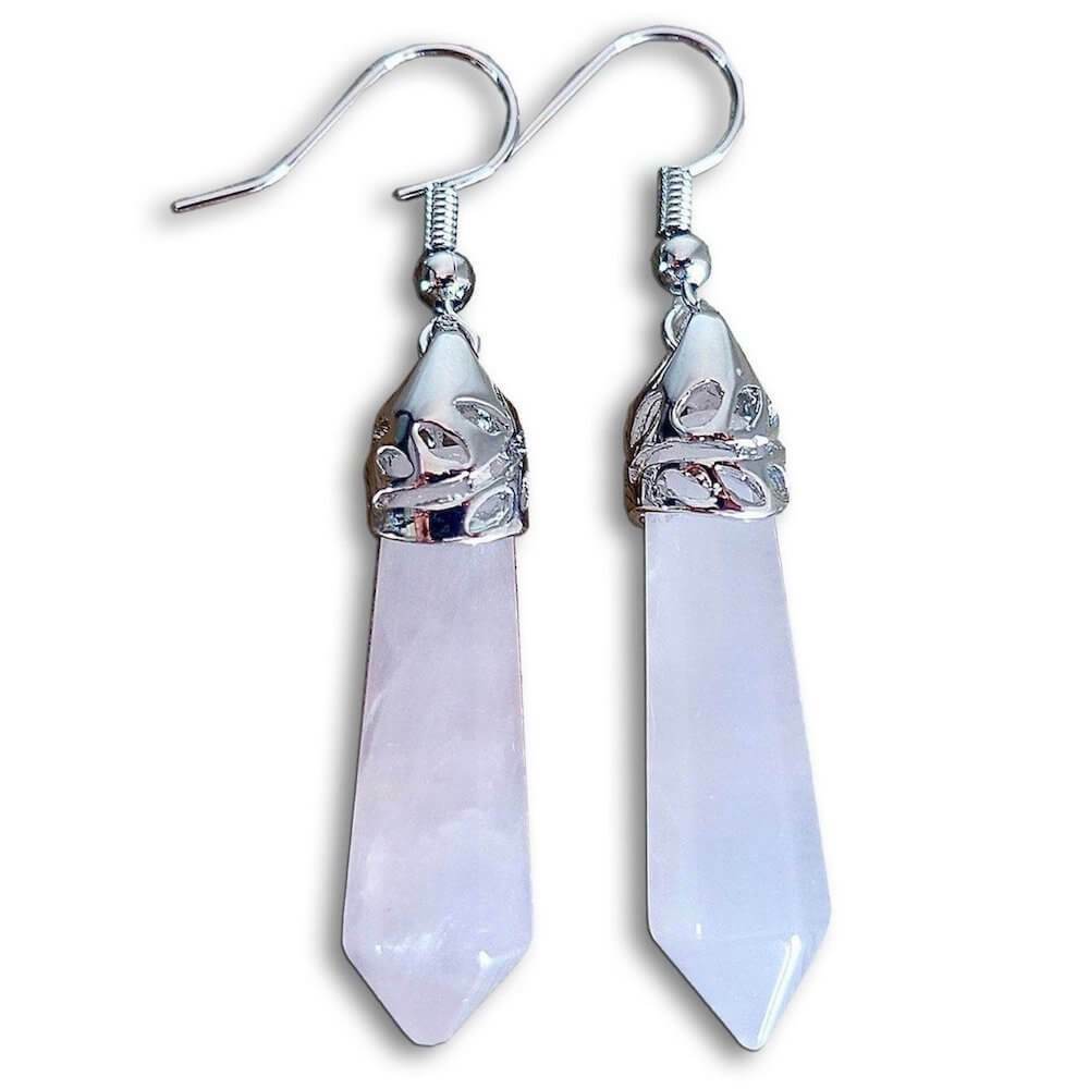 Rose Quartz Crystal Stone Handmade Earrings