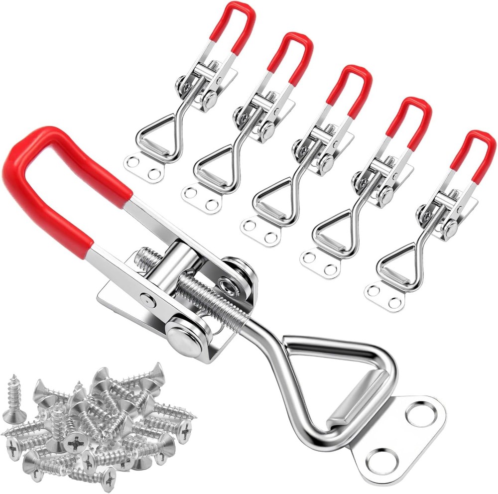 6 Pack Toggle Latch Clamp 4001, Adjustable Quick Release Pull Latches, Red