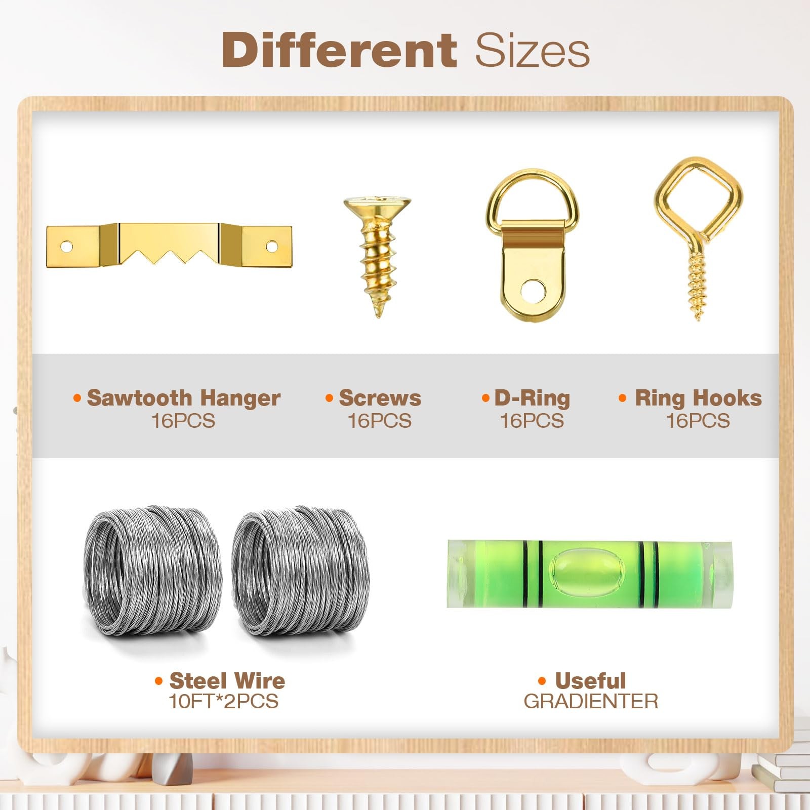 Lmutexyi 322Pcs Picture Hanging Kit, Professional Hangers with Gold