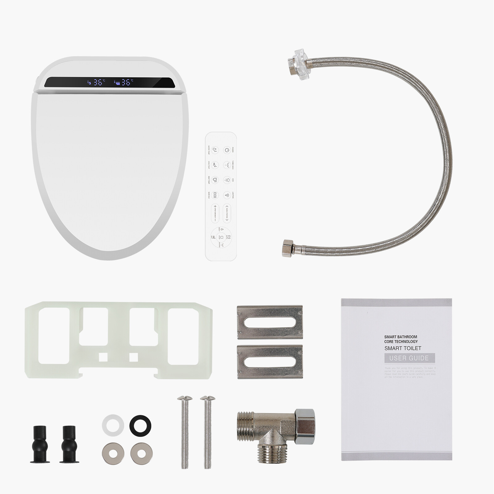 Elongated Bidet Electric Smart Toilet Seat White Wireless Remote Warm Seat NEW