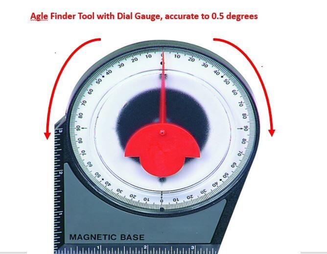 Dial Gauge Angle Finder Tool with Magnetic Protractor with Conversion Chart
