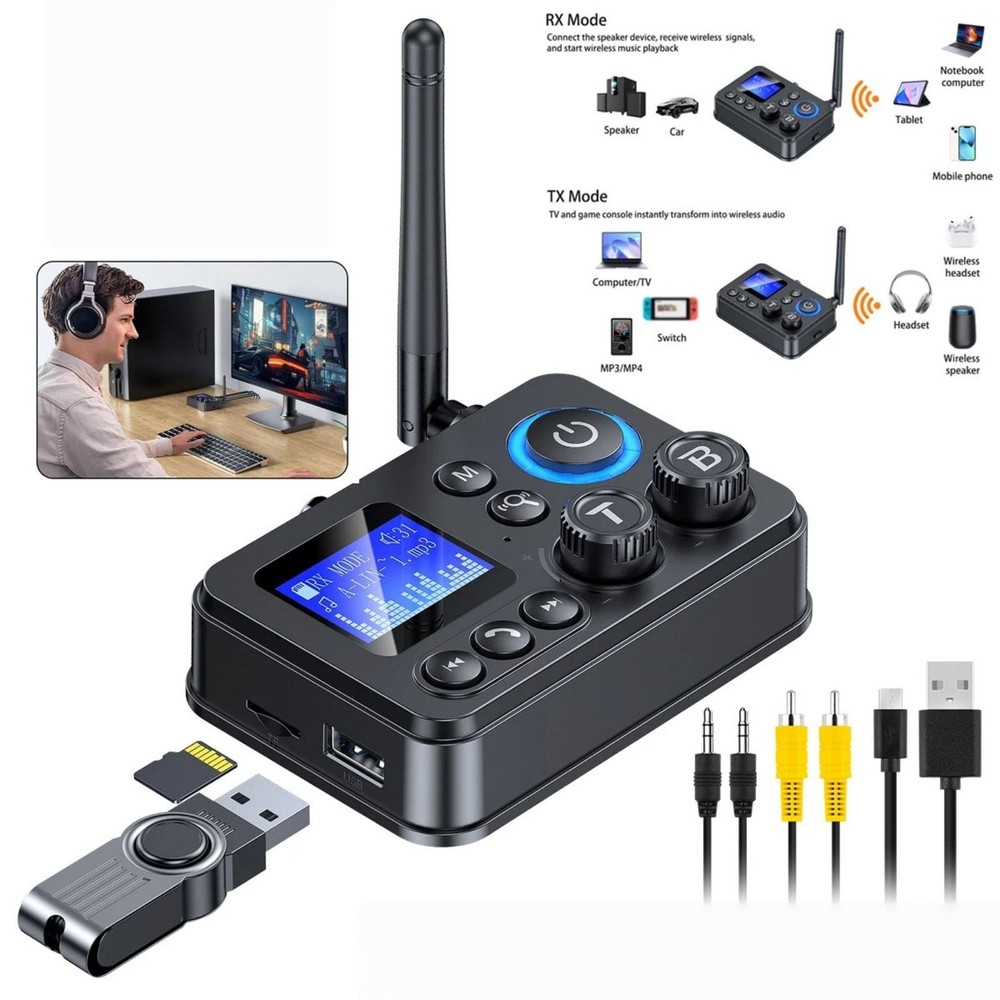 For Bluetooth 5.4 Transmitter Receiver 3.5mm AUX RCA Audio Adapter High Quality
