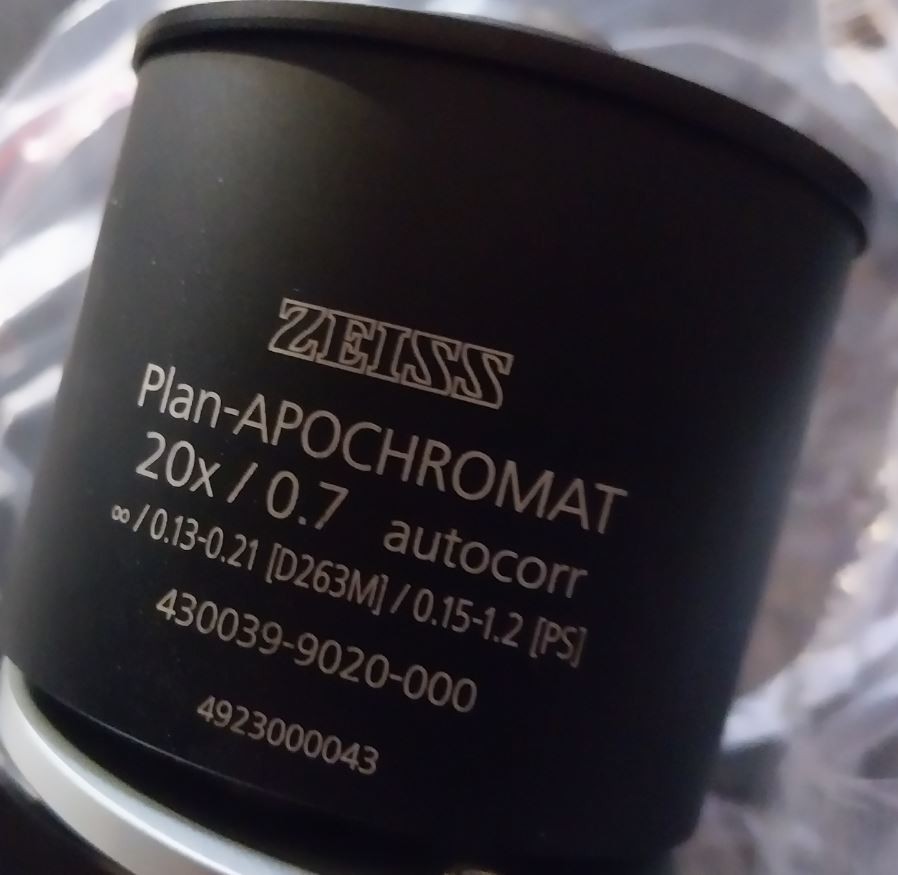Zeiss 20x auto Korr. Plan-Apochromat Objective, Demo