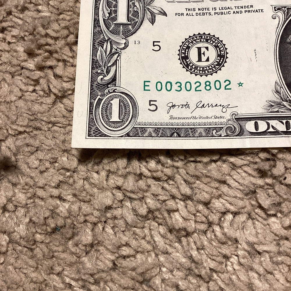 One Dollar Star Note Error 2017 Ink Misprint Serial Number